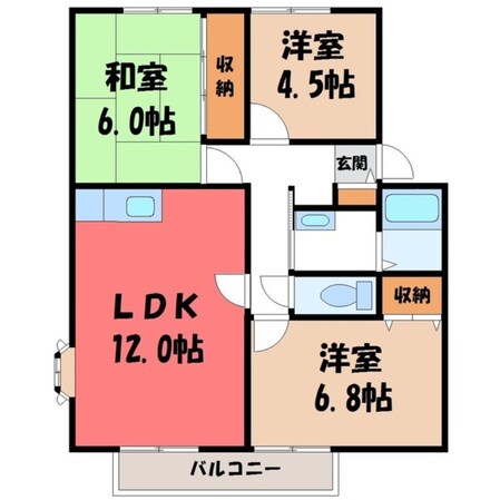 サンプレイスジョウナン Eの物件間取画像